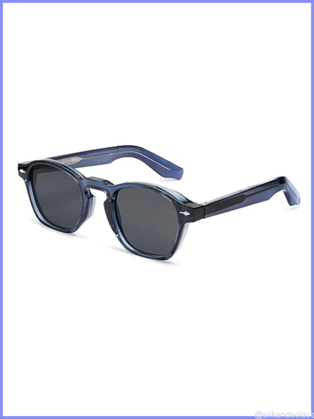 Retro Square Sunglasses UV400 Full Frame Slim Fit Acetate Metal for Driving